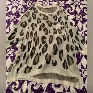 ChicSoul Leopard Print Long-sleeved Blouse 3XL